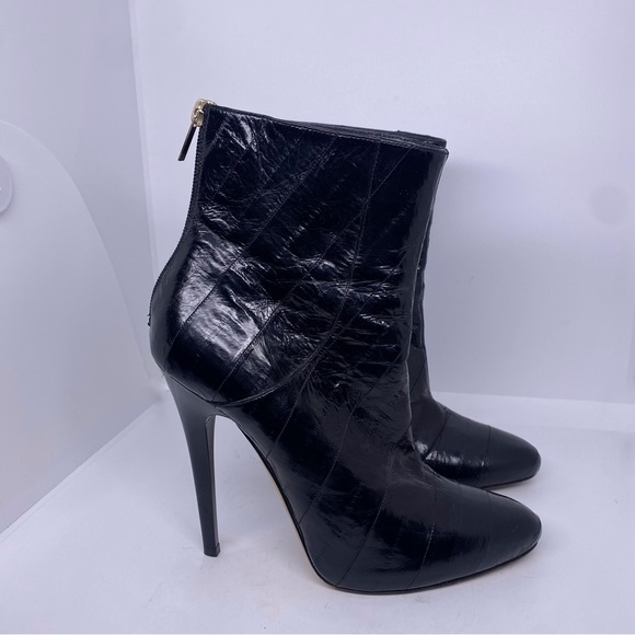 Jimmy Choo Brinley Eel Skin Black Stiletto Boots - Picture 1 of 6